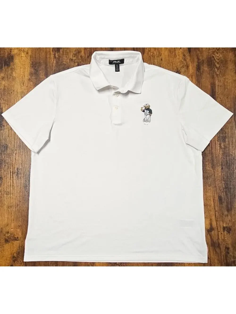 RLX Polo Ralph Lauren Tailored Fit White Golf Polo Bear Short Sleeve 2XL Ex Cond